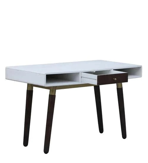 Daniela Study Table In Walnut & White Finish - Ouch Cart