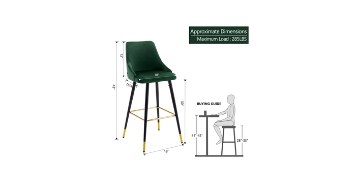 DAVAN BAR STOOL GREEN SET OF 2 - Ouch Cart
