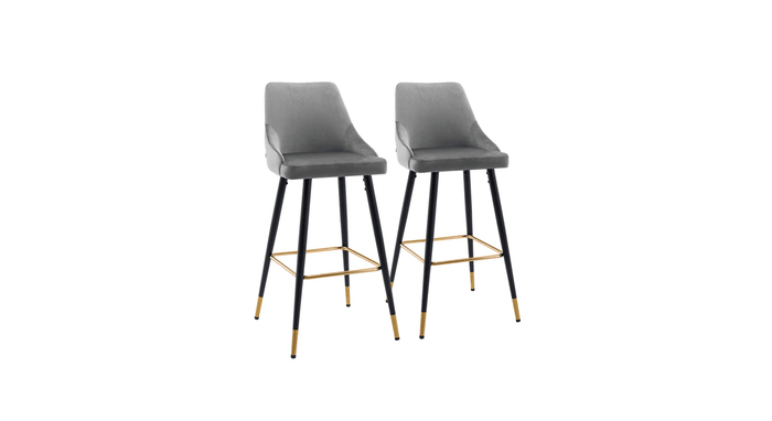 DAVAN BAR STOOL GREY SET OF 2 - Ouch Cart