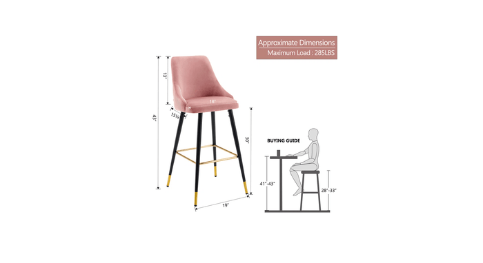 DAVAN BAR STOOL PINK SET OF 2 - Ouch Cart