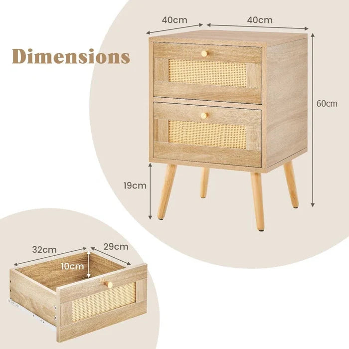 Dayha Manufactured Wood Bedside Table Ouch Cart
