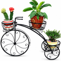 Decorative Bicycle Plant Stand | 3-Tier Metal Flower Pot Holder for Balcony, Garden & Living Room | Cycle Shape Planter Rack Ouch Cart