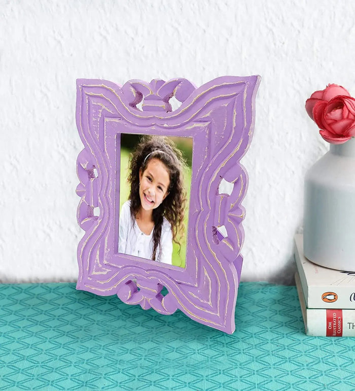 Decorative Handcrafted Wooden Photo Frame (Purple, 25 cm x 20 cm x 2 cm) - Ouch Cart
