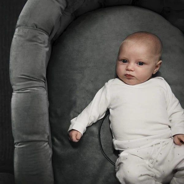 Deep Button Luxury Bassinet with Curve Base Blue - Ouch Cart