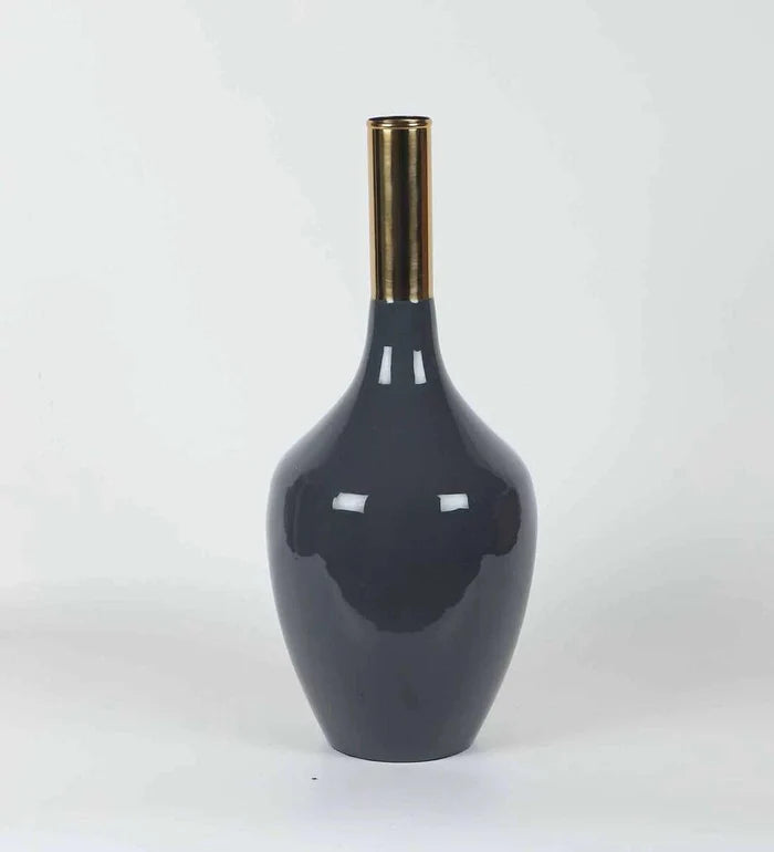 Deidra Dim Grey Brass Table Vase, - Ouch Cart