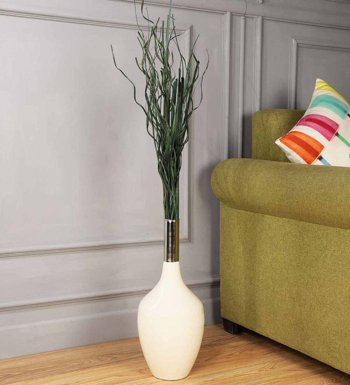 Deidra Fawn White Brass Table Vase, M.M.I. OVERSEAS