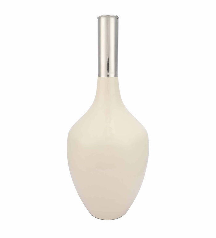 Deidra Fawn White Brass Table Vase, M.M.I. OVERSEAS