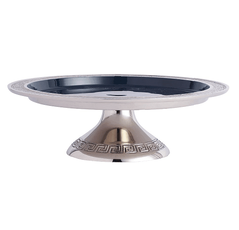 Versace Design Cake Stand in Blue Enamle & Silver Finish - Ouch Cart
