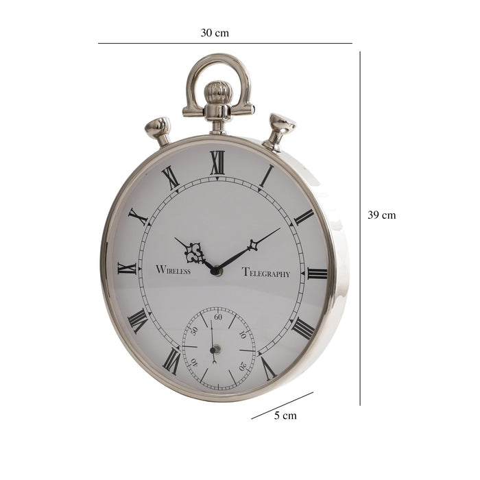 Deviating Seconds Silver Wall Clock M.M.I. OVERSEAS
