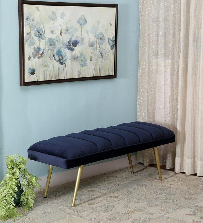 Dexter Metal Bench In Velvet Blue Colour - Ouch Cart