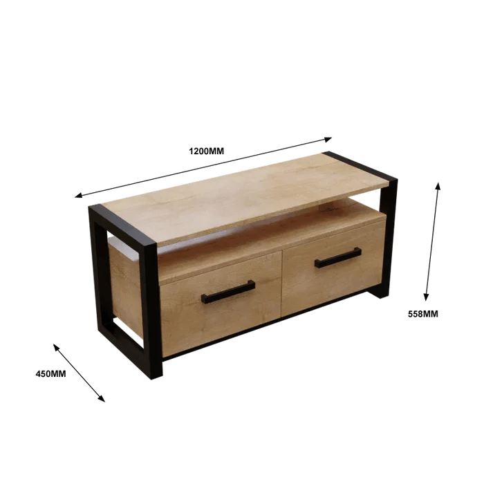 Dilleto TV Unit with Drawers in Small Size in Wooden Texture - Ouch Cart