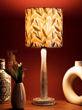 Distress White Wooden Lamp with Yellow Leaf Shade - Ouch Cart