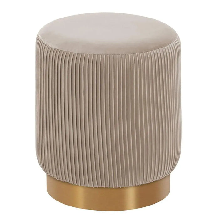 DOE BUCK ROUND VELVET GOLD OTTAMAN/POUFEE IN CREAM - Ouch Cart