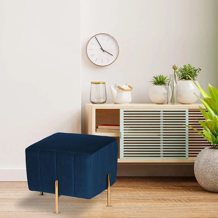 DOE BUCK SQUARE GOLD OTTOMAN STAINLESS STEEL IN BLUE - Ouch Cart