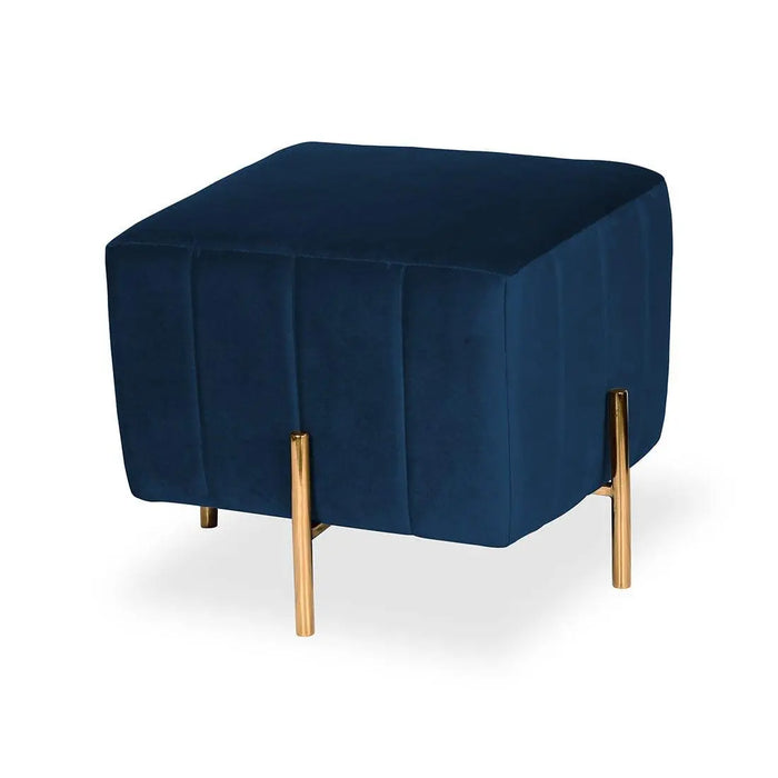 DOE BUCK SQUARE GOLD OTTOMAN STAINLESS STEEL IN BLUE - Ouch Cart