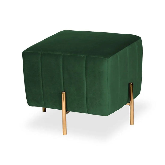 DOE BUCK SQUARE GOLD OTTOMAN STAINLESS STEEL IN GREEN - Ouch Cart