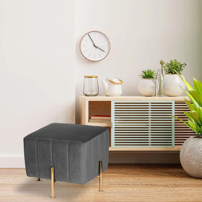 DOE BUCK SQUARE GOLD OTTOMAN STAINLESS STEEL IN GREY - Ouch Cart