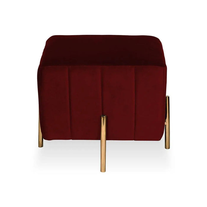 DOE BUCK SQUARE GOLD OTTOMAN STAINLESS STEEL IN MEHROON - Ouch Cart