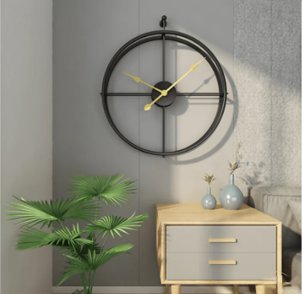 Double Ring Black Wall Clock N.R.HOMESDECOR