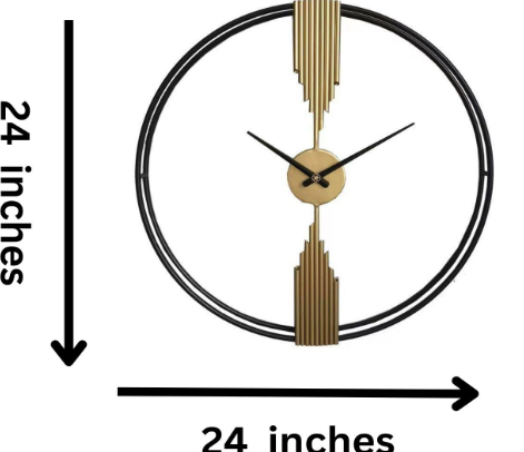 Double Ring Pipe Wall Clock Gold & Black 24Inch N.R.HOMESDECOR