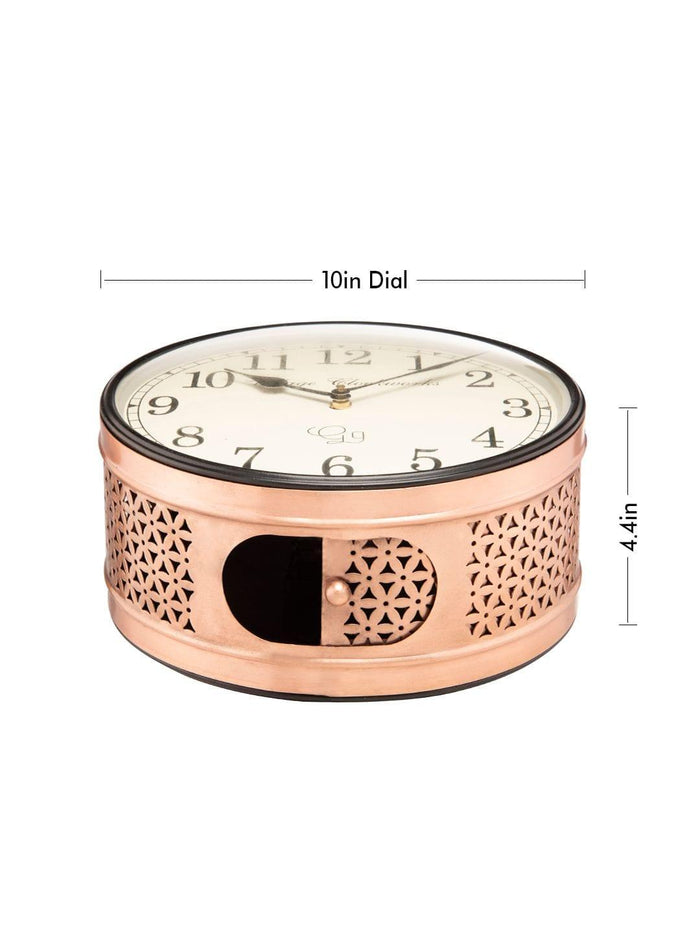 Double Sided Copper Jali Station Wall Clock 10 Inches - Ouch Cart