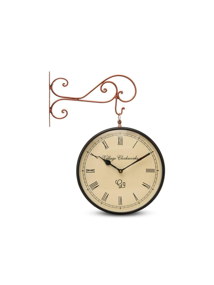 Double Sided Copper Jali Station Wall Clock 12 Inches - Ouch Cart
