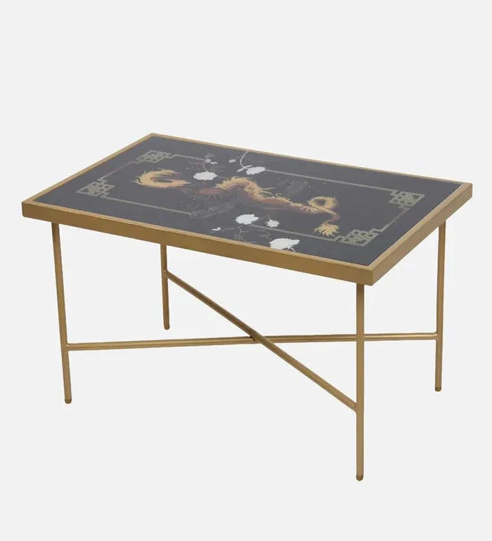Dragon Glass Top Coffee Table in Black Colour - Ouch Cart