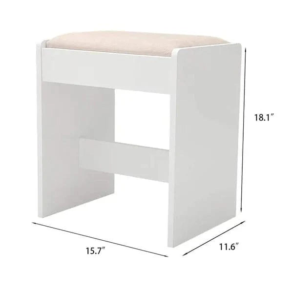 Dylan Vanity dressing table with storage Life Vanity Desk Set with Mirror and Lights | White Makeup Dressing Table with one Drawer & one Cabinet | Lighting Adjustable Brightness | Suitable for Bedroom/Bathroom | Wooden - Ouch Cart