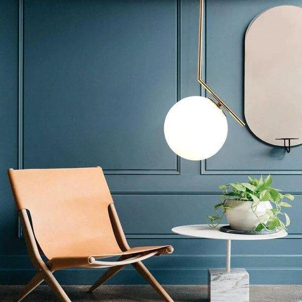 Elegant Modern Led Pendant Round Ball Lights In Glass & Gold Metal - Ouch Cart