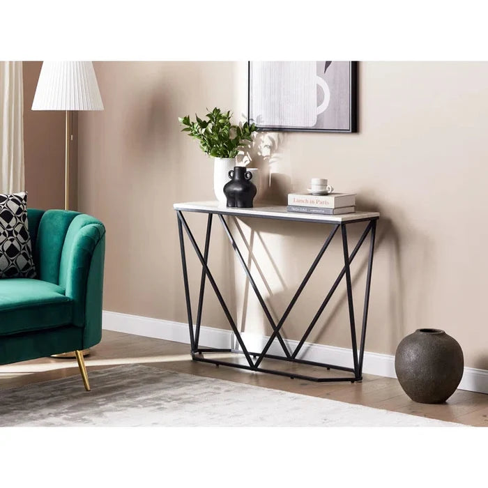 Elegant White Marble Effect Console Table Ouch Cart