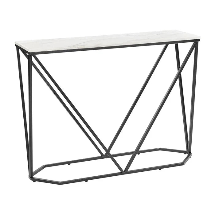 Elegant White Marble Effect Console Table Ouch Cart