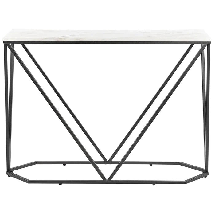 Elegant White Marble Effect Console Table Ouch Cart