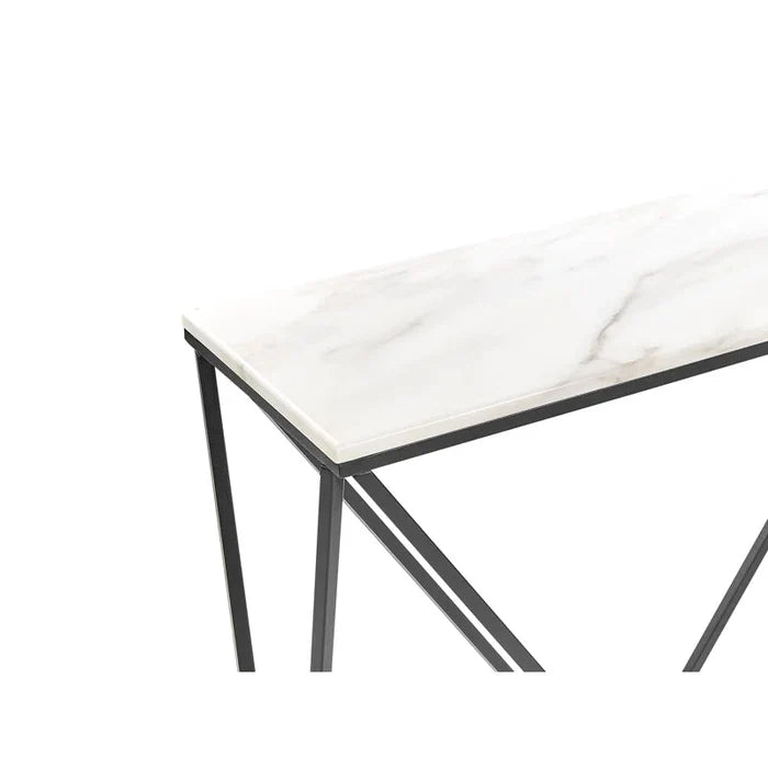 Elegant White Marble Effect Console Table Ouch Cart