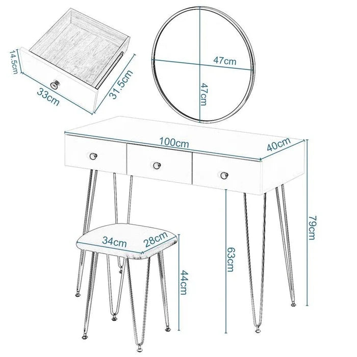 Emil Dressing Table with Mirror - Ouch Cart