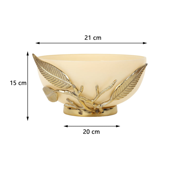 Enchanted Vine Glass Bowl in Cream and Gold M.M.I. OVERSEAS