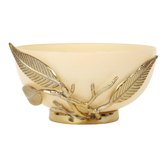 Enchanted Vine Glass Bowl in Cream and Gold M.M.I. OVERSEAS