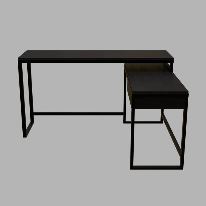 Enkele L Shaped Study Table with Storage Design in Brown Color - Ouch Cart