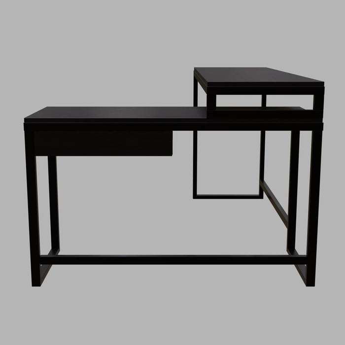 Enkele L Shaped Study Table with Storage Design in Brown Color - Ouch Cart