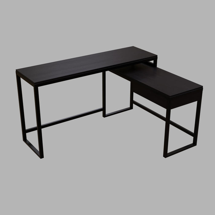 Enkele L Shaped Study Table with Storage Design in Brown Color - Ouch Cart