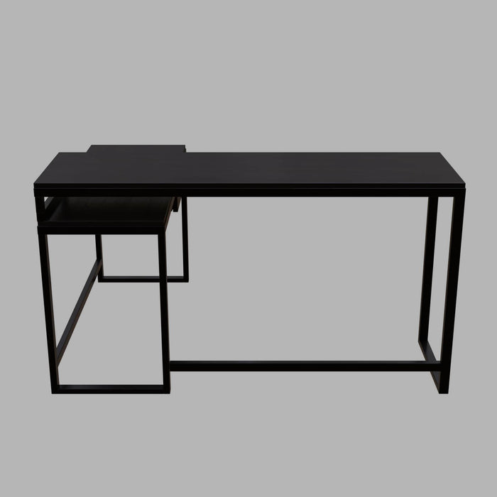 Enkele L Shaped Study Table with Storage Design in Brown Color - Ouch Cart