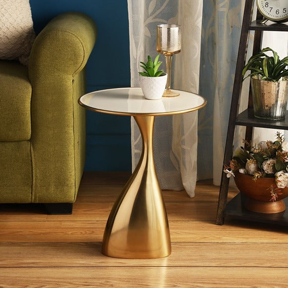 Ernest Table in Ivroy Enamel Gold Finish -OUCHCART