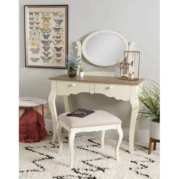 Ethan Vanity dressing table with mirror | Vanity Desk Set with Mirror | Makeup Vanity Dressing Table with 2 Drawers | Large Vanity Table Set for Bedroom - Ouch Cart