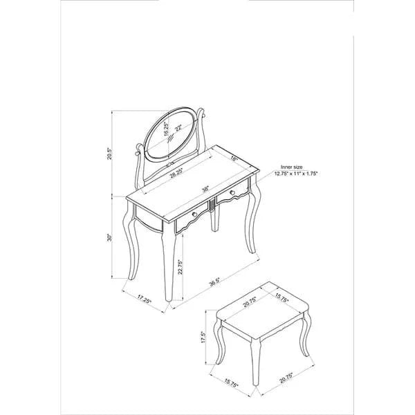 Ethan Vanity dressing table with mirror | Vanity Desk Set with Mirror | Makeup Vanity Dressing Table with 2 Drawers | Large Vanity Table Set for Bedroom - Ouch Cart