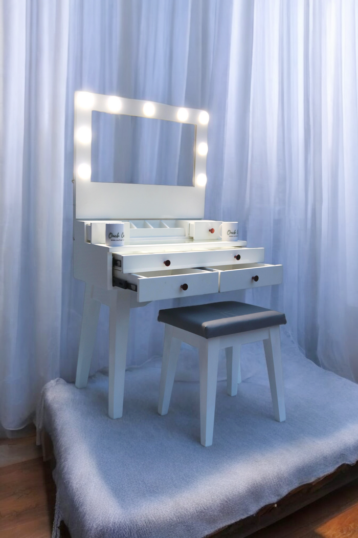 Evegny  Dressing Table with Mirror Ouch Cart