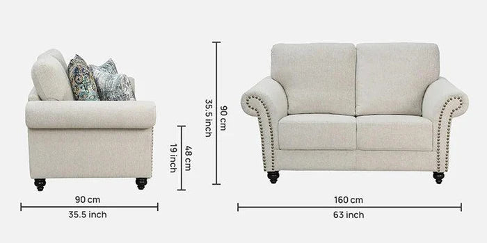 Fabric 2 Seater Sofa In Beige Colour - Ouch Cart