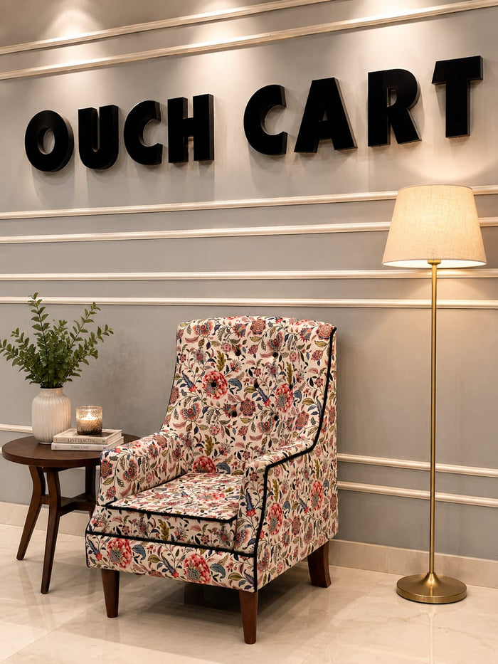 Floral Accent Armchair | Premium Upholstered Single Seater Sofa Chair for Living Room, Bedroom & Lounge