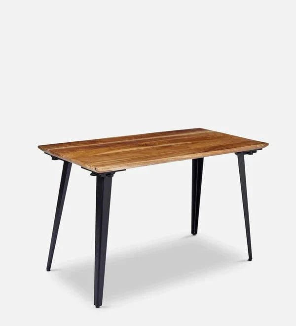 Florian Solid Teak Wood Desk in Black Legs - Ouch Cart