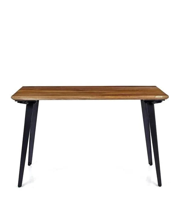 Florian Solid Teak Wood Desk in Black Legs - Ouch Cart