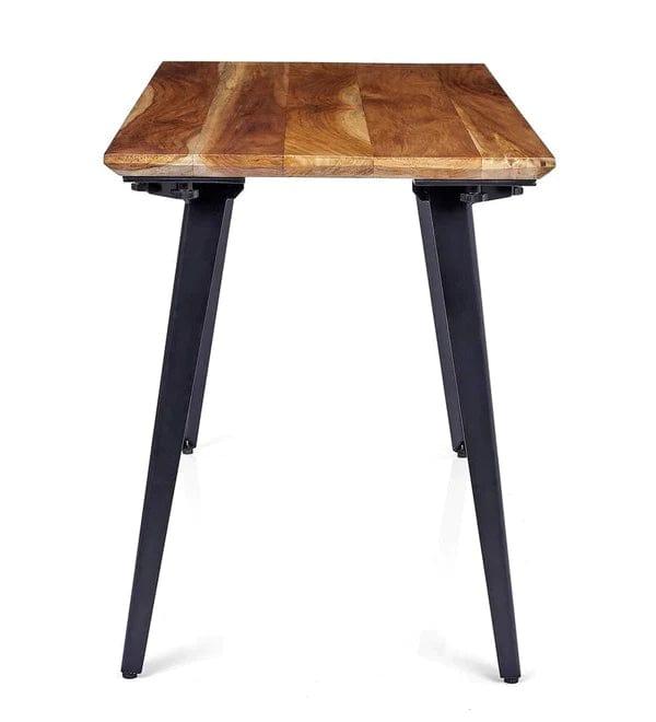 Florian Solid Teak Wood Desk in Black Legs - Ouch Cart