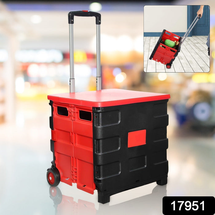 Foldable Shopping Grocery Trolley  Cart Travel Portable Food Basket (1 Pc) Wukusy